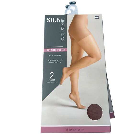 Silk Impressions Pantyhose Size XXXL Light Support Sheer Cocoa 20 Denier NEW - Picture 1 of 6